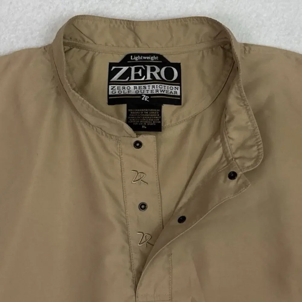 Zero Restriction Mens XL Golf Windshirt Beige Short Sleeve Pullover Anorak